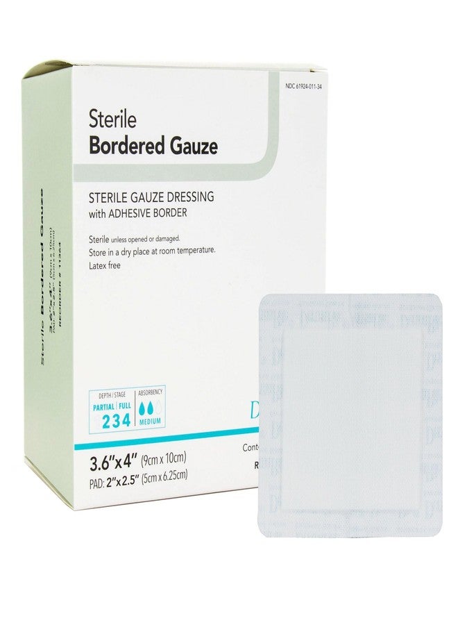 DermaRite's Sterile Bordered Gauze Dressing with Adhesive Border - Flexible Non-Linting Material, First-Aid, Individually Packaged - 3-3/5 in. x 4 in., 1 Count, 50 Packs, 50 Total - Image 1